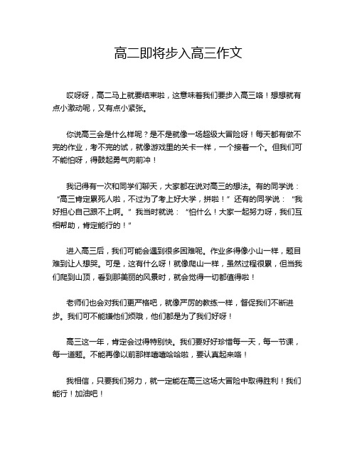 高二即将步入高三作文