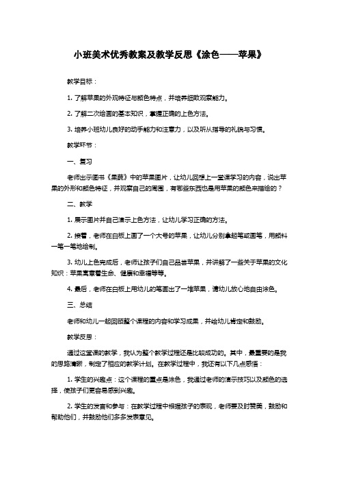 小班美术优秀教案及教学反思《涂色——苹果》