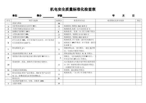 机电安全质量标准化检查表