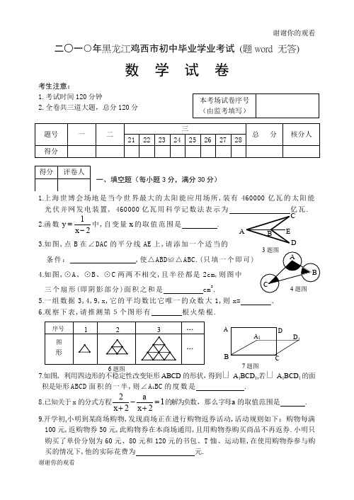 鸡西市2010年数学试题及答案.doc