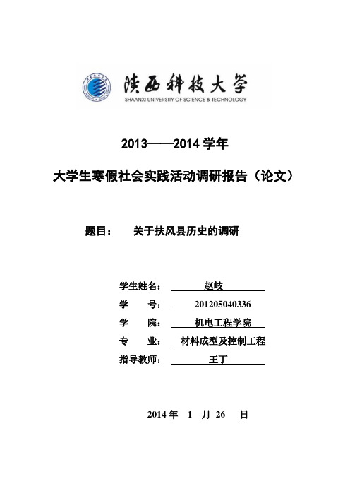 关于扶风历史的调研