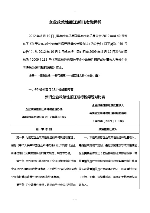 企业政策性搬迁新旧政策解析2012.9.5