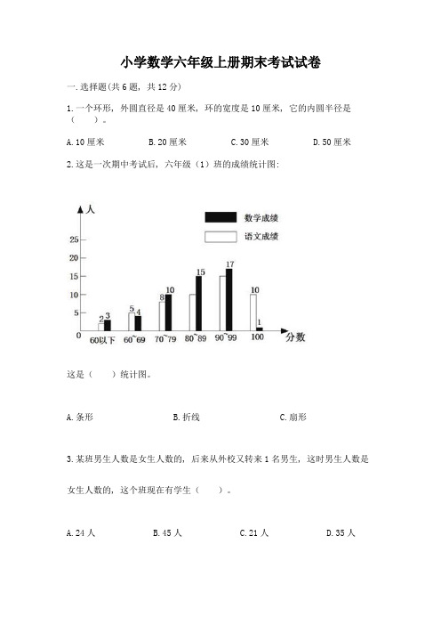 小学数学六年级上册期末考试试卷含答案(实用)