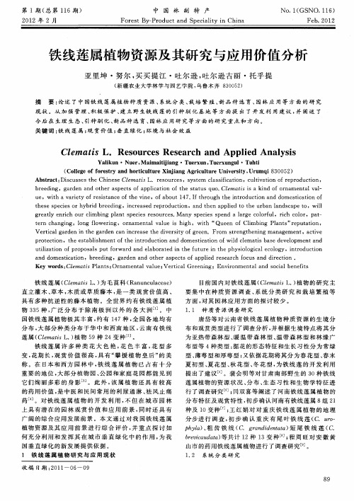 铁线莲属植物资源及其研究与应用价值分析