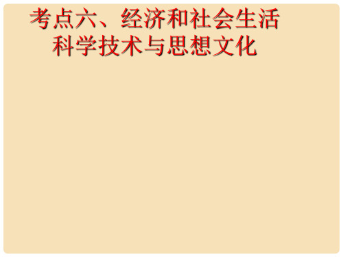 中考历史复习 第13课时 中国近代史考点六 经济和社会