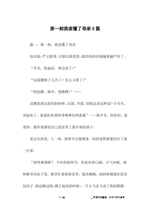 那一刻我读懂了母亲5篇