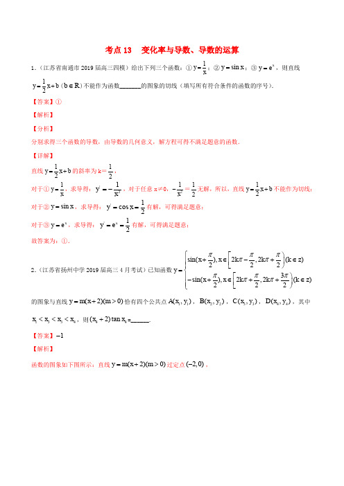 高考数学一轮复习考点变化率与导数导数的运算必刷题含解析