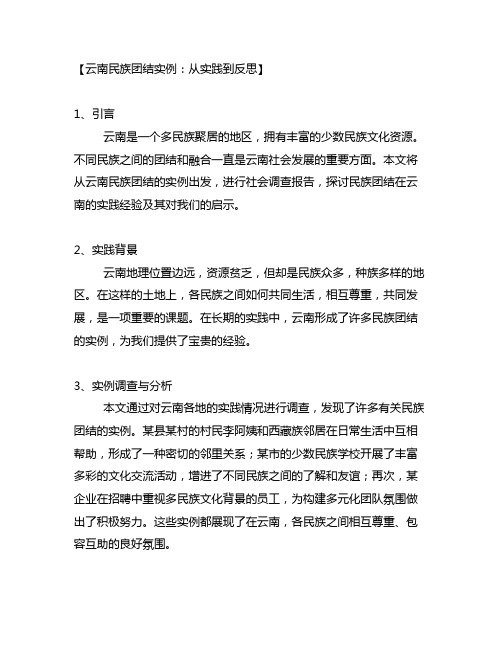 云南民族团结实例为主题进行社会调查报告