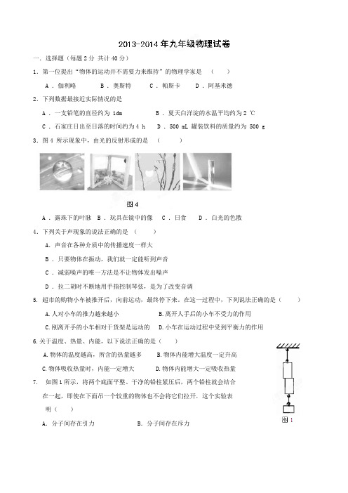 2019-2020年九年级下学期中考模拟物理试题