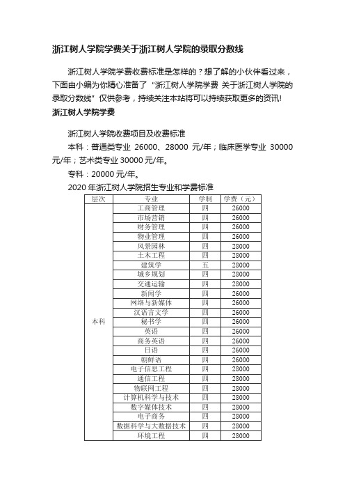 浙江树人学院学费关于浙江树人学院的录取分数线