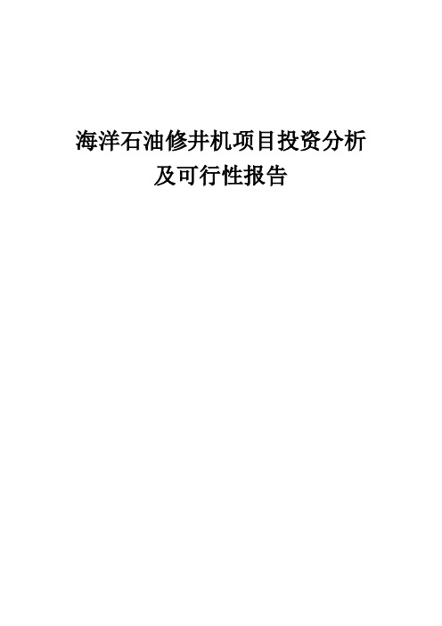 2024年海洋石油修井机项目投资分析及可行性报告