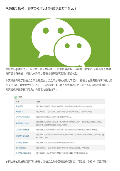 从通讯到服务：微信公众平台的升级到底改了什么？