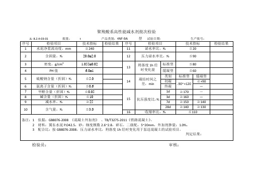 聚羧酸减水剂批次检验