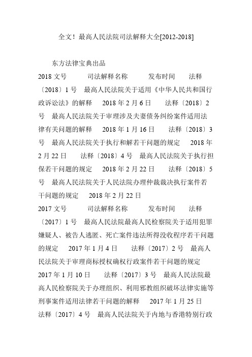 全文最高人民法院司法解释大全[2012-2018]