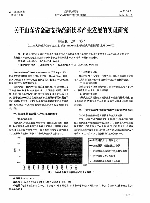 关于山东省金融支持高新技术产业发展的实证研究