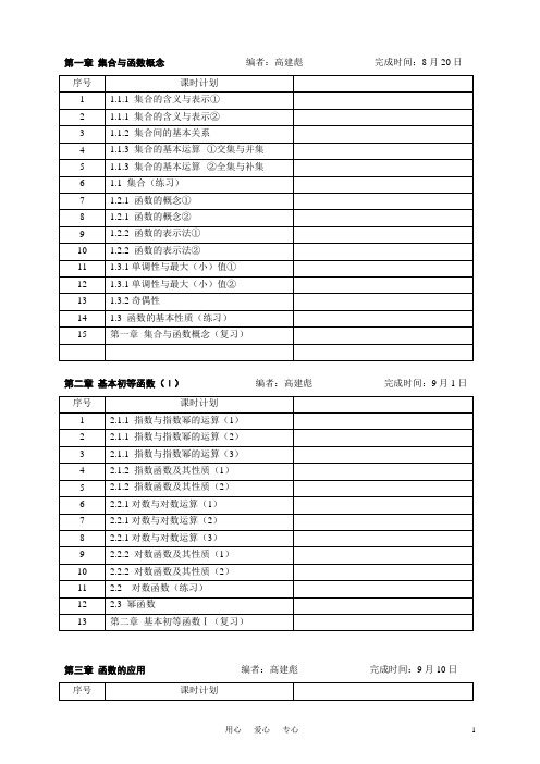 广东省中山市东升高中数学《讲学稿编写安排导学案 新人教版必修1高一