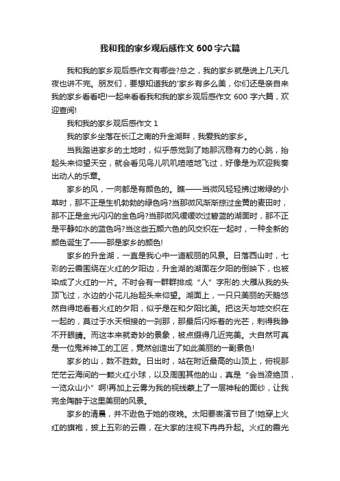 我和我的家乡观后感作文600字六篇