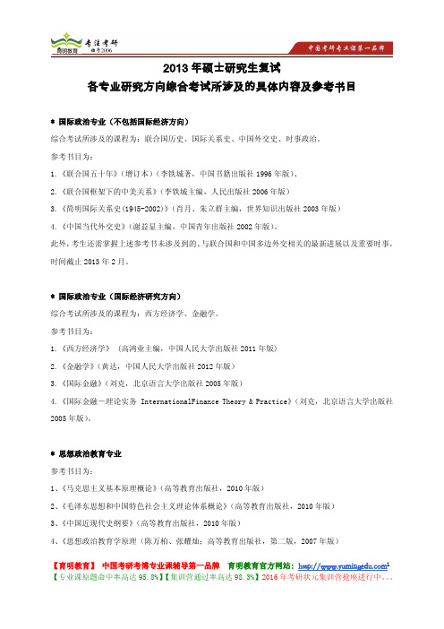 北京语言大学 2013年硕士研究生复试 各专业 参考书目考试重点