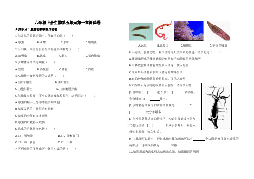 八年级上册生物第五单元第一章动物的主要类群 测试卷(含答案)