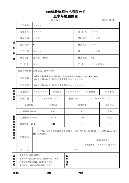 止水带报告模版