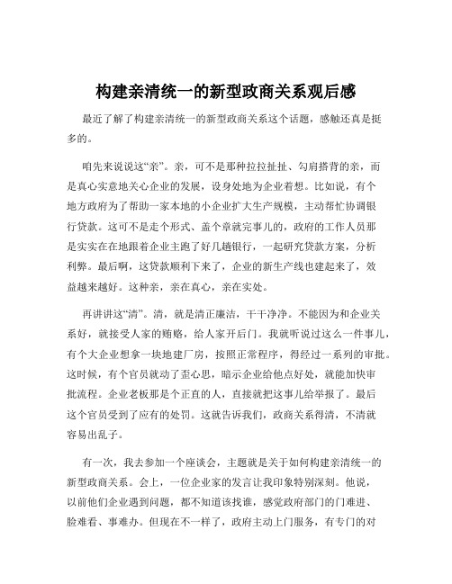 构建亲清统一的新型政商关系观后感