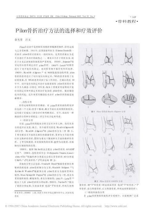 Pilon骨折治疗方法的选择和疗效评价