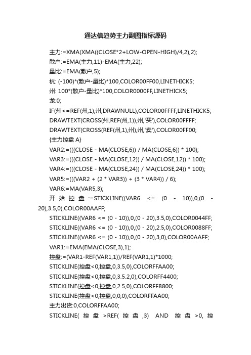 通达信趋势主力副图指标源码