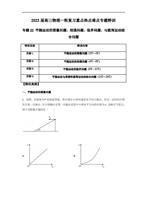 专题22 平抛运动的图像问题、相遇问题、临界问题、与圆周运动结合问题(解析版)