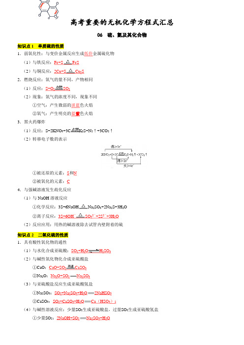 06硫氮及其化合物-高考重要化学方程式汇总