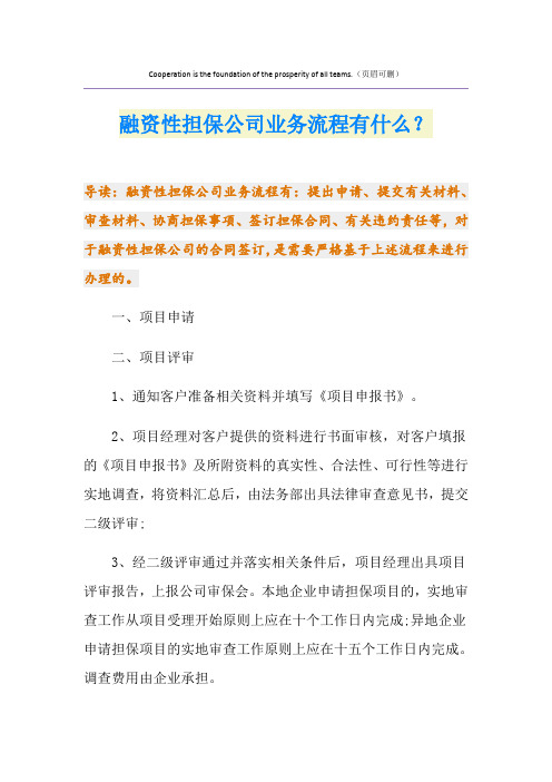 融资性担保公司业务流程有什么？