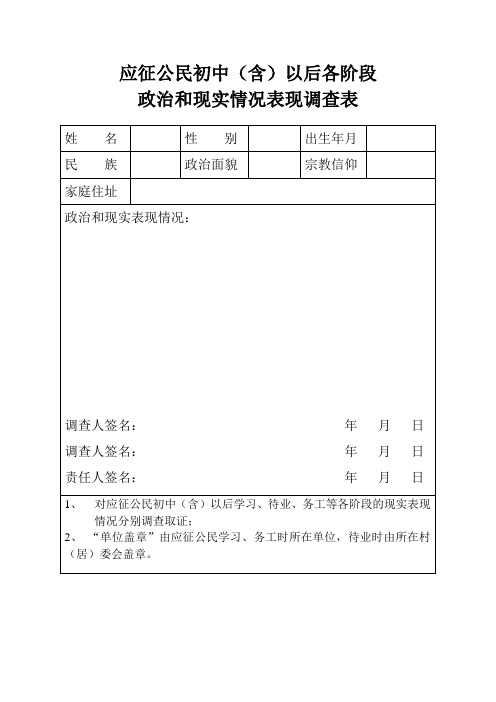 应征公民在居住地现实表现证明材料