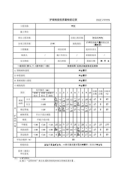 护坡检验批质量检验记录(最新版)