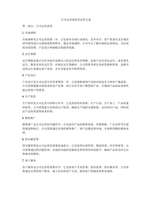 公司运营流程及运营方案