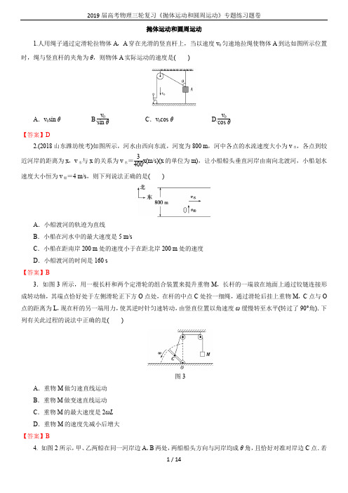 2019届高考物理三轮复习《抛体运动和圆周运动》专题练习题卷