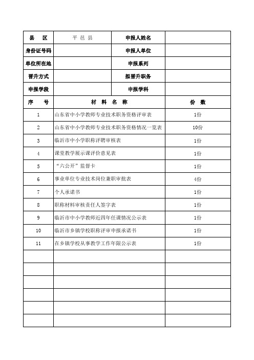 2020年度职称评审填报表格部分样表0-1.档案袋封皮