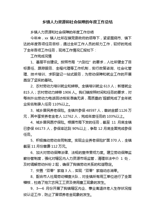 乡镇人力资源和社会保障的年度工作总结