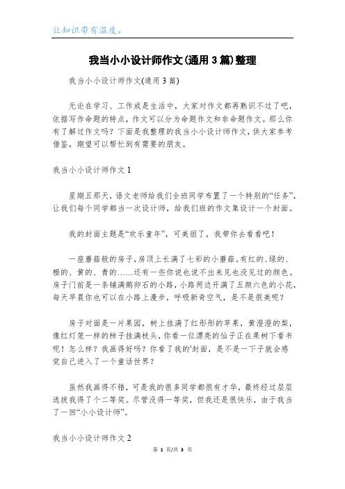 我当小小设计师作文(通用3篇)整理