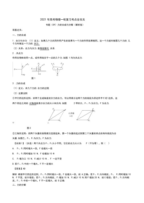 专题(09)力的合成与分解(解析版)