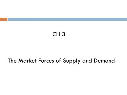 Chapter 3 The Market Forces of Supply and Demand