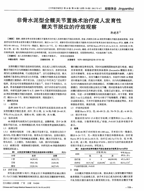 非骨水泥型全髋关节置换术治疗成人发育性髋关节脱位的疗效观察