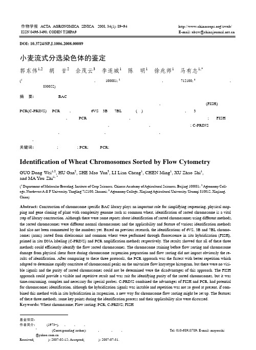 小麦流式分选染色体的鉴定