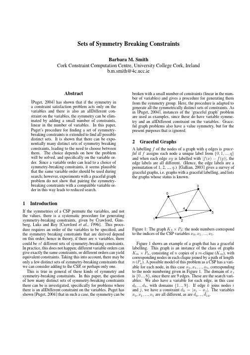 Sets of symmetry breaking constraints