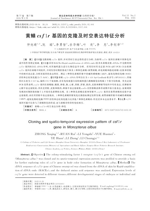 黄鳝csf1r_基因的克隆及时空表达特征分析