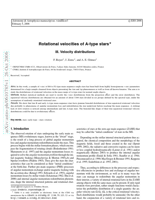 Rotational velocities of A-type stars. III. Velocity distributions