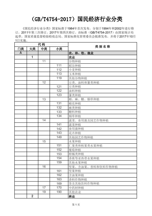 (GBT4754-2017)国民经济行业分类