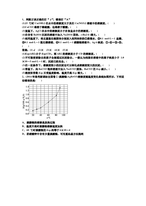 难溶电解质溶解平衡经典习题