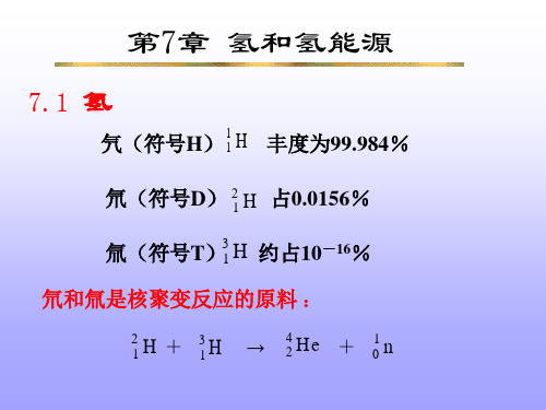 高中化学竞赛 无机化学第7章氢和氢能源(共10页PPT)(共10张PPT)