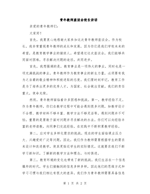 青年教师座谈会校长讲话