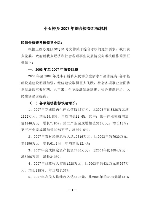 2007综合检查汇报材料