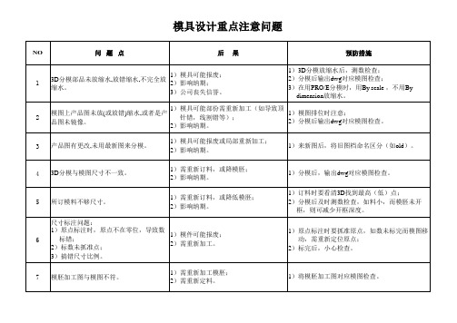 模具设计重点注意问题